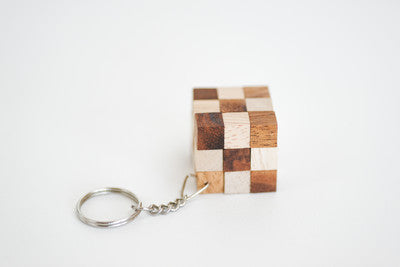 Snake Cube Keychain - Wooden Puzzle