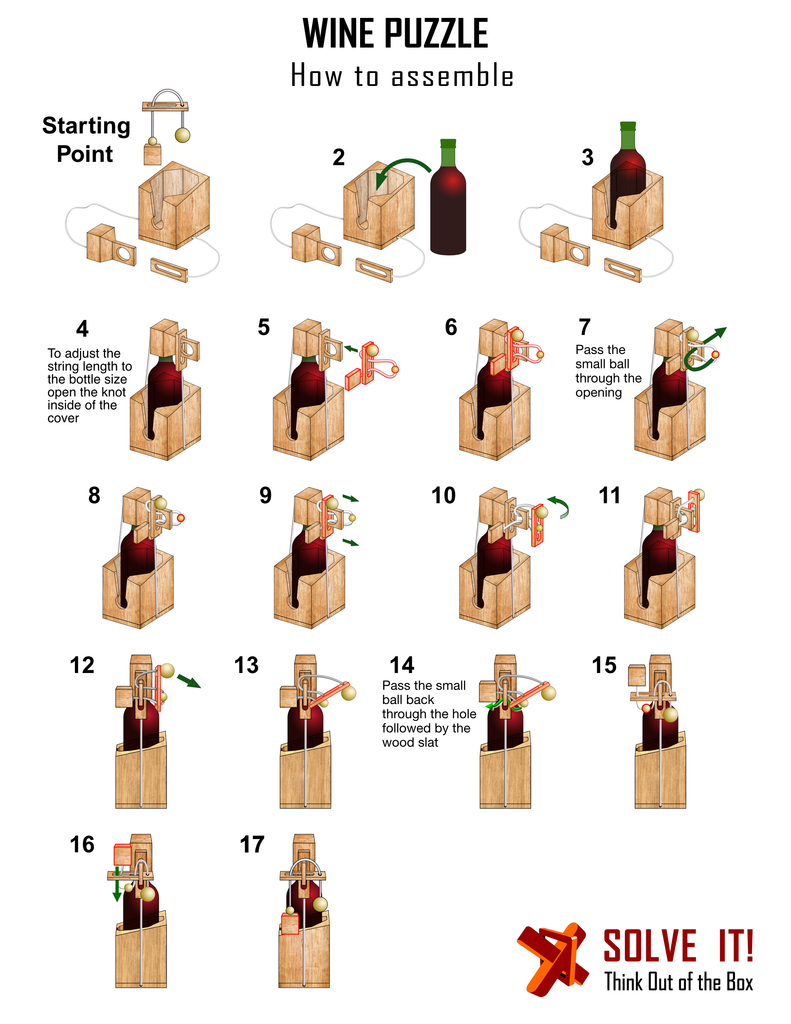 Wine Puzzle - Wooden Brain Teaser