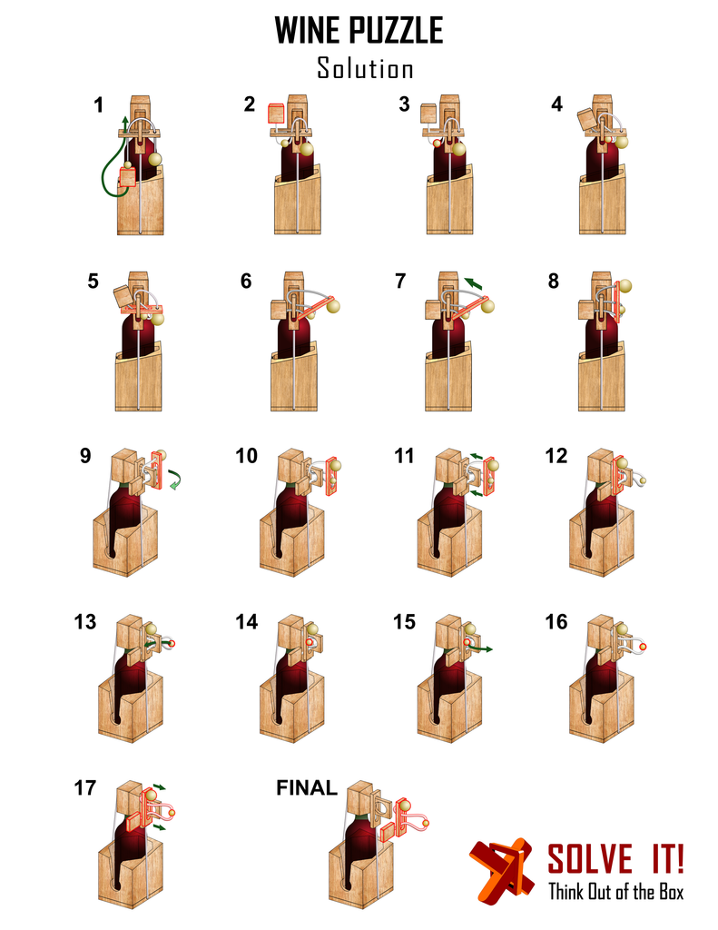 Wine Puzzle - Wooden Brain Teaser