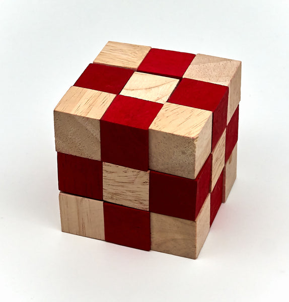 Snake cube (red) - Wooden Puzzle