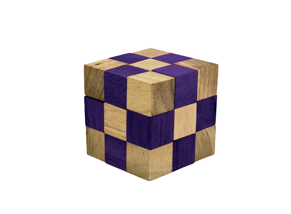Snake Cube (purple) - Wooden Puzzle