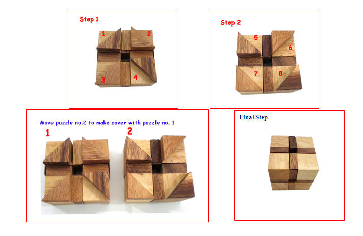Devil Cube Wooden Block Puzzle Solution Wooden Block And Pin Puzzle : 17 Steps