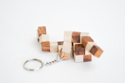 Snake Cube Keychain - Wooden Puzzle